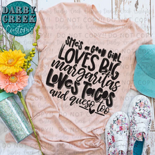 Load image into Gallery viewer, She's a good girl, loves Margaritas, Tacos and Queso. Taco Tuesday Shirt
