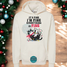 Load image into Gallery viewer, I’m Fine. Everything is fine. Christmas cat hoodie
