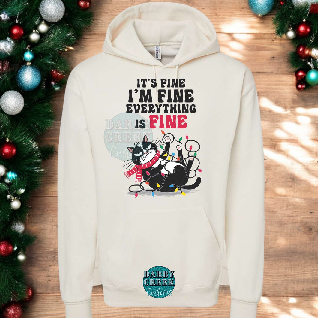 I’m Fine. Everything is fine. Christmas cat hoodie