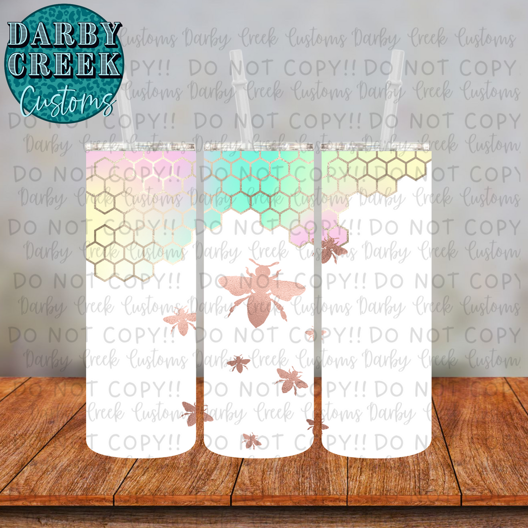 Pastel Honeycomb Tumbler. Bee Kind Collection