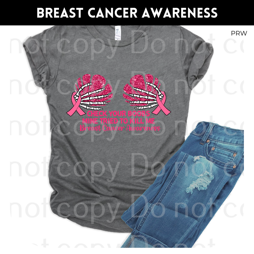 Check Your Boobs - Custom Breast Cancer Awareness Tee