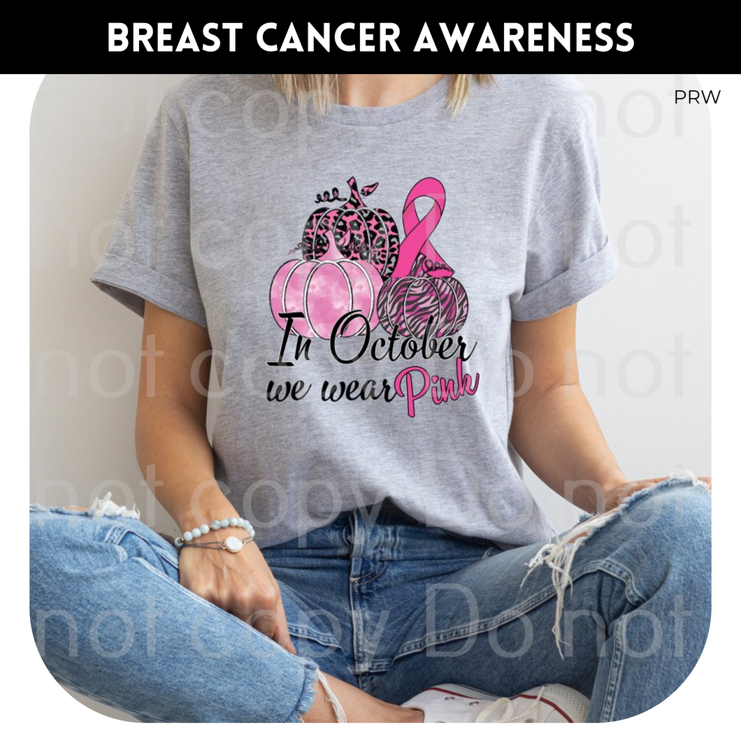 In October We Wear Pink Leopard - Custom Breast Cancer Awareness Tee