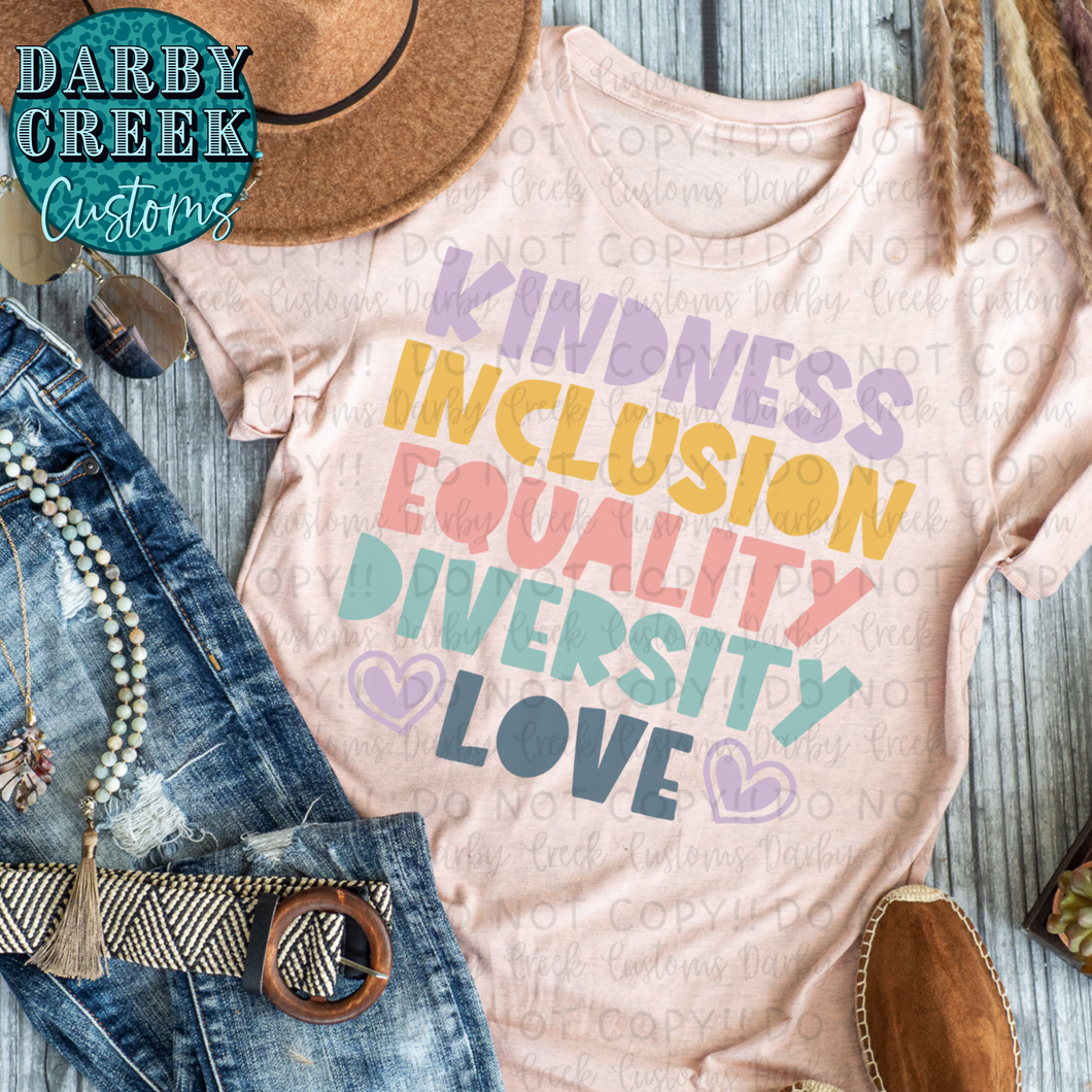 Kindness Inclusion Equality Diversity Love