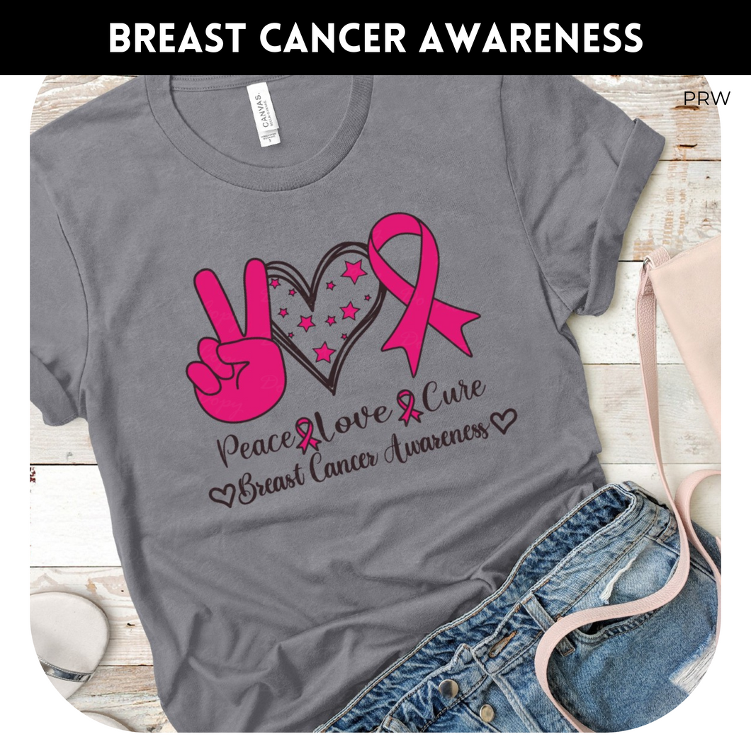 Peace Love Cure - Custom Breast Cancer Awareness Tee